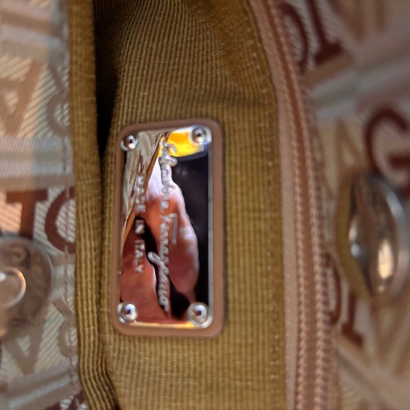 Salvatore Ferragamo Tan and Brown Logo Cross Body - Picture 5 of 7